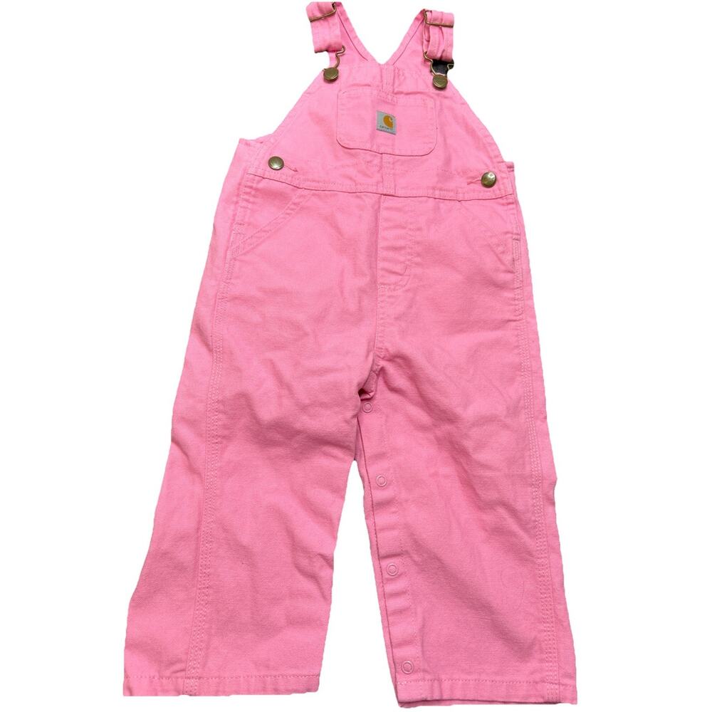 Carhartt Baby Girls Bib Overalls Size 18 Months Pink Cotton Classic